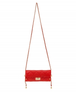 Diamond Quilted Cylinder Shape Crossbody Bag 6471 RED